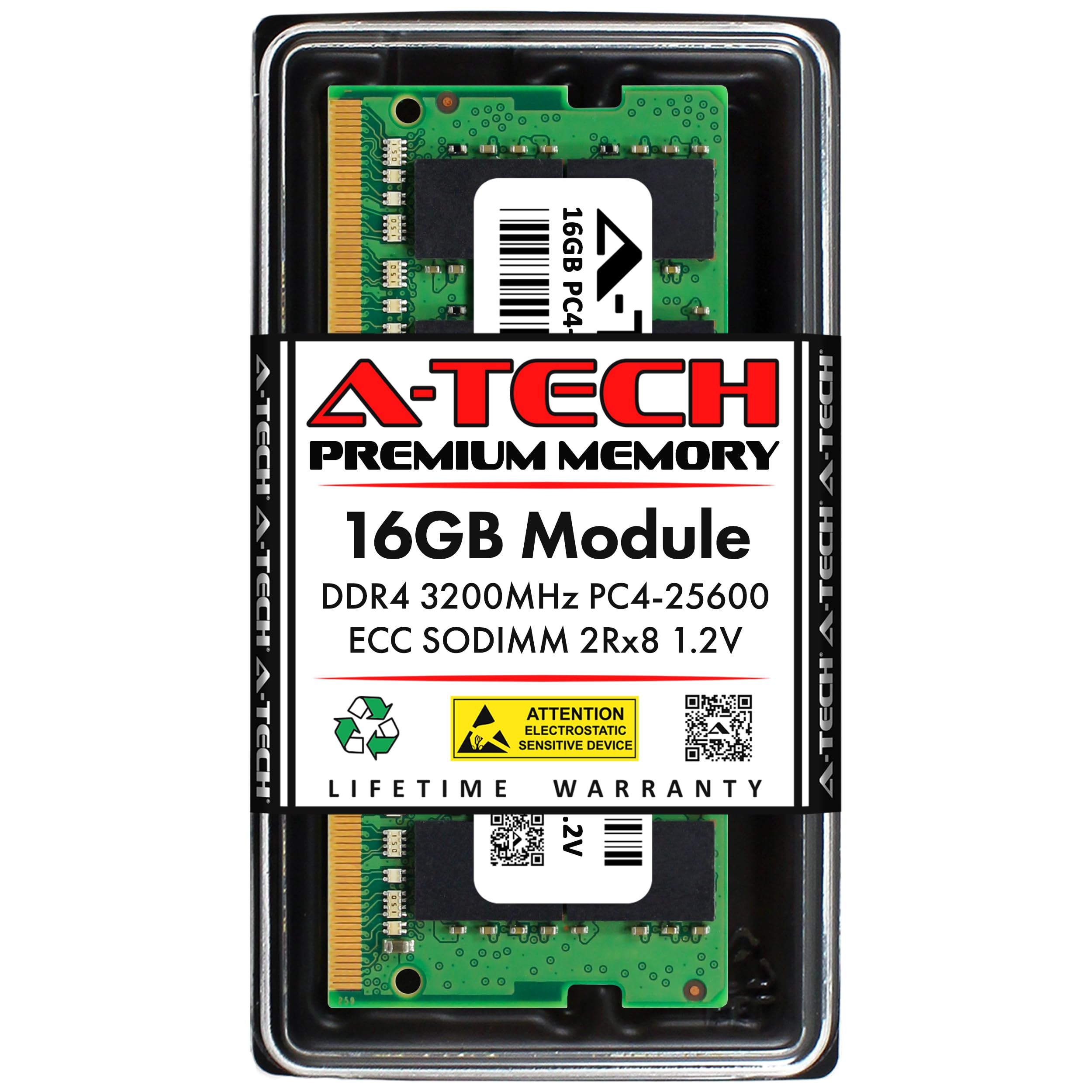 A-Tech 16GB DDR4 3200MHz PC4-25600 ECC SODIMM 2Rx8 Dual Rank 1.2V A-Tech 16GB DDR4 3200MHz PC4-25600 ECC SODIMM 2Rx8 Dual Rank 1.2V